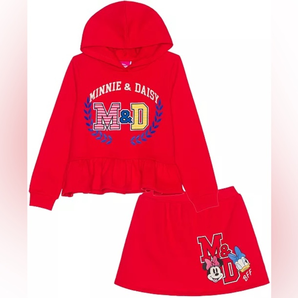 NWT Disney Minnie & Daisy Red Kids Hoodie and Skirt Set Size 5